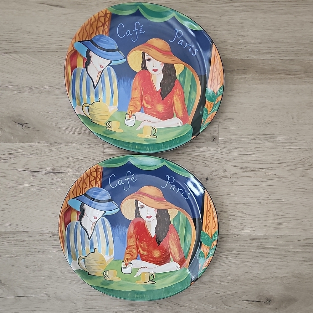 Furio Cafe Paris Artistic Colorful Dinner Plates Set Of 2
